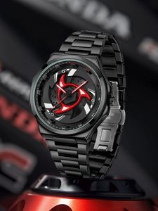 Montre Homme de Haute Qualité Quartz Roue de Voiture Tournante Bande en Acier Inoxydable Étanche Sport Casual Cadeau - Product Image 2