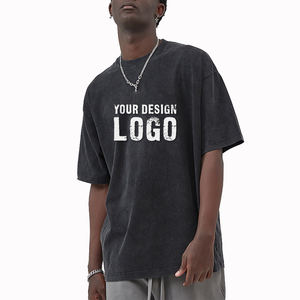 T-shirt pour homme décontracté vintage à col ras du cou, manches courtes, ample, de haute qualité, personnalisé, lavé, épaules tombantes - Product Image 3