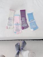 Chaussettes de Pilates à cinq doigts antidérapantes pour femme, en coton et élasthanne, longues, pour le Reformer, le ballet, la barre et le studio