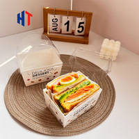 Vente directe d'usine, boîte à sandwich en papier populaire et mignonne pour emporter, petit-déjeuner, dessert, boulangerie, emballage en gros avec couvercle