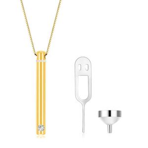 Collar <span class=keywords><strong>de</strong></span> urna cilíndrica <span class=keywords><strong>de</strong></span> circonia cúbica chapada en oro <span class=keywords><strong>de</strong></span> Plata <span class=keywords><strong>de</strong></span> Ley 925 - Product Image 1