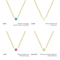 Collier en acier inoxydable pour dames Collier à breloques en zircon cubique 12 pierres de naissance Cadeau significatif pour un anniversaire