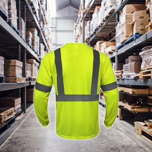 Gilets de sécurité haute visibilité bicolores pour hommes, vêtements de travail réfléchissants avec t-shirt à manches longues vertes, personnalisables - Product Image 1
