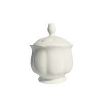 Service à thé en porcelaine fine de style classique britannique, blanc pur, silhouette de citrouille arrondie (théière + sucrier + crémier)