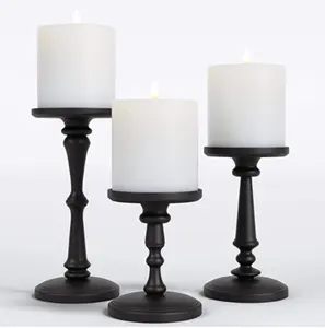 Castiçal preto fosco para velas pilar, Castiçal para mesa-Suportes de vela decorativos, Castiçal decorativo 3 pcs