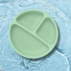 <span class=keywords><strong>Assiette</strong></span> divisée en silicone pour enfants avec couvercle, sans BPA, personnalisée en usine, pour l'alimentation des bébés et des tout-petits, avec compartiments collants et ventouse - Product Image 6