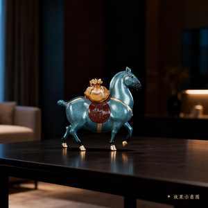 Adorno de caballo de cobre Copper World con bolsa de dinero, figura hecha a mano para decoración de escritorio de oficina en casa, regalo - Product Image 1