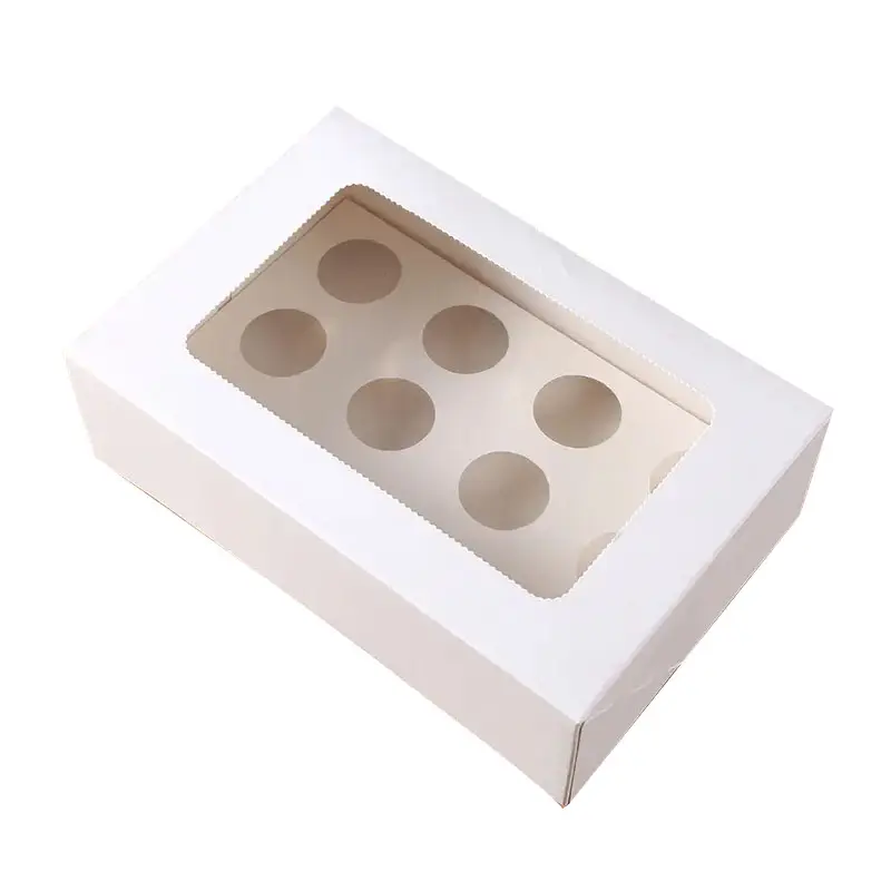 ZL Wholesale PET Clear Small Cake Packaging Box White Square Birthday Party Wedding Mini Cup Cake Boxes With Window