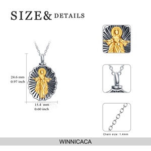 Isunni joyería de la cremación s925 de plata esterlina Virgen María colgante urna regalo cenizas <span class=keywords><strong>pelo</strong></span> Memorial collar medallón - Product Image 2
