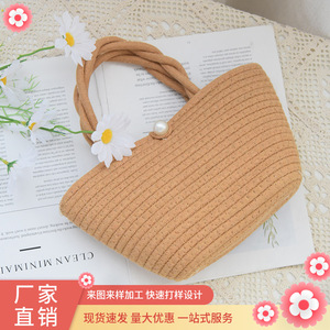New trendy woven handbag, shoulder <b>bag</b>, crossbody <b>bag</b>, women's travel beach <b>bag</b>, tote <b>bag</b>, straw woven souvenir - Product Image 4