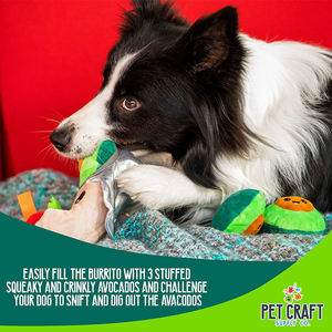 Paquete de Juguetes para Perros Burrito Avocado: Juguete de Peluche Sostenible Interactivo con Forma de Cueva, Rompecabezas de Actividades, para Masticar y Jugar a Esconder y Buscar - Product Image 5