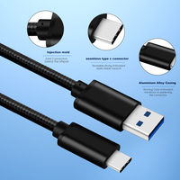 Cable USB 3.1 Tipo-C de Nailon Trenzado de 5 Gbps de Alta Transferencia de Datos con Carga Rápida de 3 A y 60 W para Computadora, Cámara, Impresora y Dispositivos iOS