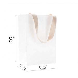 Heavy Duty Small <b>White</b> Paper <b>Gift</b> <b>Bags</b> with Sturdy Ribbon Handles - Product Image 3