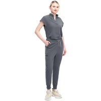 Ensembles de blouses médicales à manches courtes pour femmes, été, élastiques, séchage rapide, en tissu polyester dobby et élasthanne, taille XL, pour salons de beauté et médecins