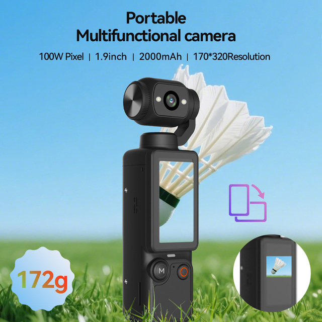 1.9 Inch HD Screen Lightweight Handheld Vlog Camera 180° Rotatable Lens 2000mAh Battery 100W Pixels Camera OTG Supported