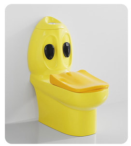 تصميم حديث جديد بطة قطعة واحدة حوض غسيل سيراميك للحمام روضة الأطفال مقعد مرحاض للأطفال مصيدة بطة جديدة كرتونية ملونة - Product Image 2