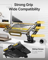 Support de bras pour ordinateur portable à double écran avec base à pince/œillet pour bureau avec support pour ordinateur portable réglable