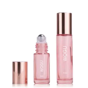 Populaire 10Ml Oogcrème Serum Essentiële Olie Gebruik Rose Gouden Deksel Metalen Roestvrij Parfum Glas Roller Fles