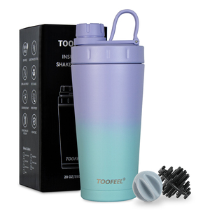 Bouteille shaker sport isotherme en acier inoxydable 600 ml, corps droit, durable, écologique, sans BPA, avec logo personnalisé, pour protéines - Product Image 4