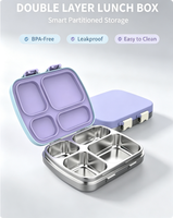 Boîte à bento en acier inoxydable SS304 étanche pour enfants Conteneurs à déjeuner de qualité alimentaire Récipient de stockage de nourriture portable sans BPA pour enfants