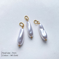 Breloques DIY tendance plaquées or 14 carats PVD, pendentifs personnalisés en acier inoxydable, perles d'eau douce naturelles pour la fabrication de bijoux (vente en gros)