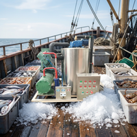 Machine à glace en flocons d'eau de mer 1T 2T 3T 5T pour quai de pêche/navires de pêche, machine à glace commerciale à eau salée, approvisionnement en usine