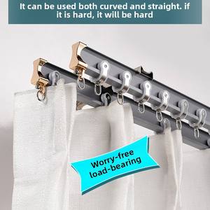 Tige romaine en alliage d'aluminium à montage par le haut, simple et double rail <span class=keywords><strong>pour</strong></span> <span class=keywords><strong>baie</strong></span> vitrée, balcon, rail de guidage <span class=keywords><strong>pour</strong></span> <span class=keywords><strong>rideau</strong></span> coulissant incurvé, vente en gros - Product Image 4