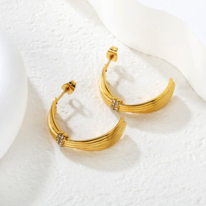 Pendientes geométricos con forma de estrella de ocho puntas, tono dorado, acero inoxidable, joyería de moda para fiesta, diseño circular - Product Image 2