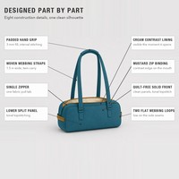 Sac fourre-tout de voyage en nylon recyclé lavé, sac à bandoulière mini-bowler personnalisé, structuré, léger, pour trousse de toilette et voyages d'affaires, OEM ODM