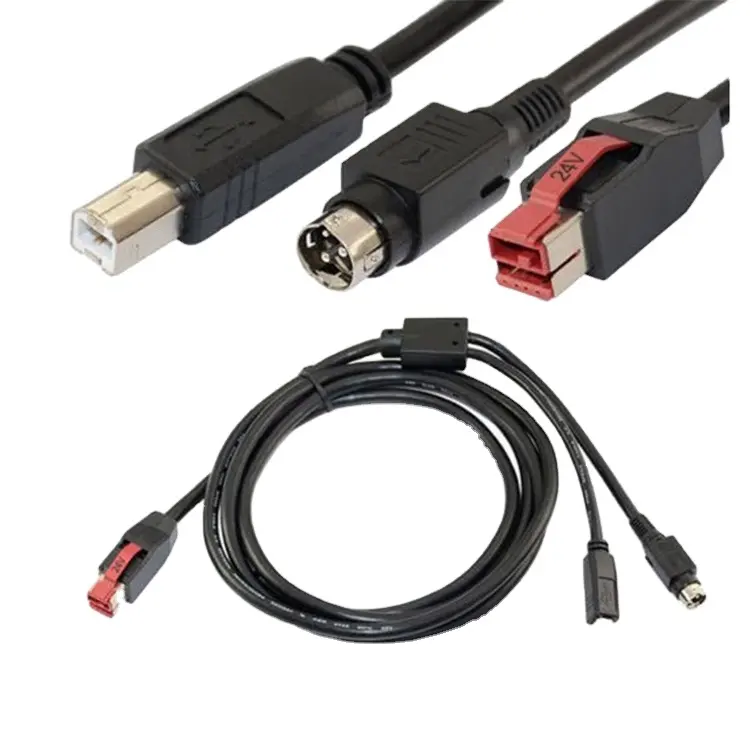 Power Din USB 24V/12V M, Kabel Ritel 3P Male Ke Kabel Y ", atau Bertenaga USB 24V 8PX1, Kabel Ritel untuk Printer EPSON Sistem POS