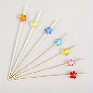 Stuzzicadenti in bambù fatti a mano per frutta, cocktail, dessert, spiedini monouso in bambù per cocktail, stuzzicadenti multicolore per antipasti - Product Image 6