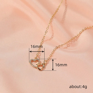 Collar con Colgante de Doble Corazón Hueco para Mujer, Collar con Dije de Amor Romántico, Joyería de Moda para Uso Diario, Regalo - Product Image 3