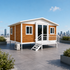 Casa Modular Prefabricada Moderna NewGen, Diseño de Villa de 20 Pies, Exterior con Aspecto de Madera, Forma Rectangular, Impermeable - Product Image 1