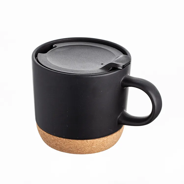كوب قهوة خشبي من الفلين من السيراميك 20 أونصة شعار مخصص مع غطاء سفلي وفلين معزول