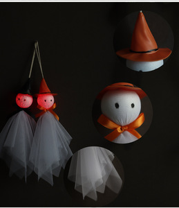 Adornos Colgantes de Fantasmas y <span class=keywords><strong>Brujas</strong></span> de Tul para Halloween, Decoraciones Espeluznantes con Sombreros de Bruja para Puerta Principal, Jardín y Suministros Festivos - Product Image 2