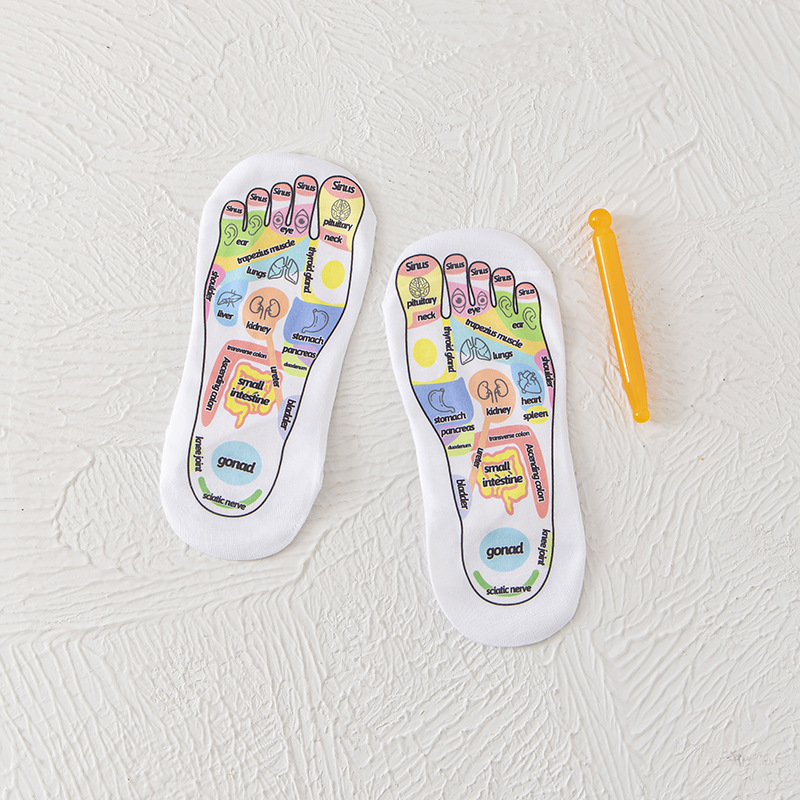 OEM Custom Illustrated Acupoint Health Massage Socks Sole Massage Acupoint Meridian Socks Clothing and Accessories