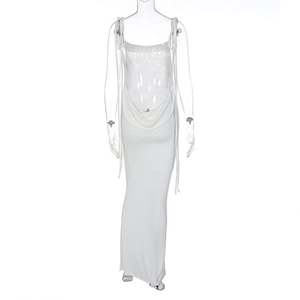 Robe longue de soirée de plage à bretelles dos nu drapée Club Maxi <span class=keywords><strong>2022</strong></span> Nouvelle robe sexy d'été dos nu moulante à bretelles pour femmes - Product Image 2