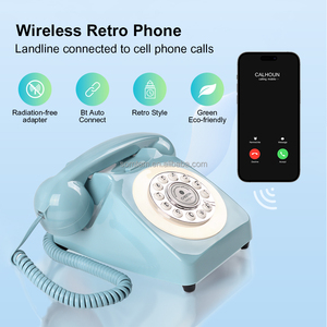 Téléphone sans fil vintage bleu antique avec carte SIM 4G, téléphone <span class=keywords><strong>fixe</strong></span>, décoration ancienne - Product Image 6