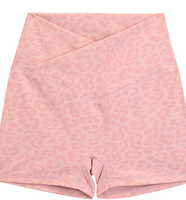 Ensemble de yoga 2 pièces tendance 2026 pour femme, imprimé léopard, haute élasticité, avec brassière de sport à col en V torsadé et short de fitness taille en V