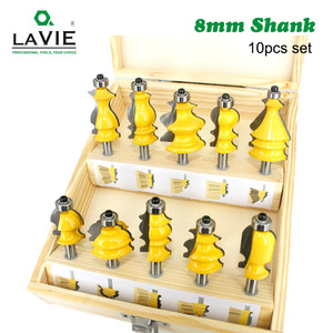 Carbide Tipped Router Bits 10 Piece Set 1/4 In Shank Straight For Woodworking <b>Machines</b> Decorative Cutting - Product Image 5
