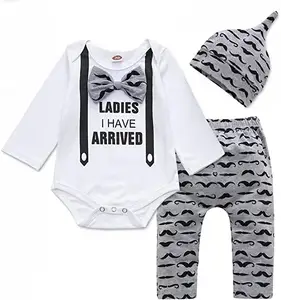 Neugeborene Baby Stram pler Bio-Baumwolle Niedliche Hipster Stram pler Lange Hosen Hut Outfits Kleidung Kleinkind Bodysuit Baby Stram pler