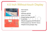 Layar Tampilan LCD 4.0 Inci SPI Serial 4 Kawat Modul Layar Warna Tanpa Sentuh Modul Tampilan TFT 480*320 Antarmuka ST7796S ILI9488