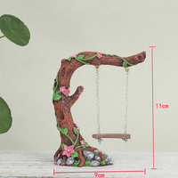 Figurine de balançoire miniature en gros, personnalisée, en résine, pour branche d'arbre, oiseau, décoration de jardin féerique