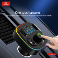 Cargador de Coche Earldom con Doble USB, Carga Rápida, 7 Colores, Manos Libres y Transmisor FM, Kit de Audio Compatible con Formatos MP3 y APE