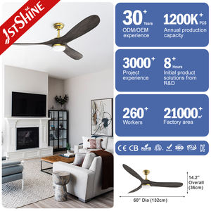 พัดลมเพดาน LED 1stshine สํานักงาน มอเตอร์ทองแดงบริสุทธิ์ที่เงียบสงบ พัดลมเพดานใบมีดไม้<span class=keywords><strong>ใน</strong></span>ร่ม - Product Image 3