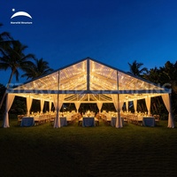 Tente de réception de luxe transparente pour mariage, structure en aluminium, toit en verre PVC transparent, grandes tentes d'événements extérieurs pour mariage