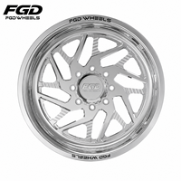 Jantes de camion FGD personnalisées concaves forgées 24x14 26x14 28x16 30x16 8x165.1 8x170 8x180 polies avec enjoliveurs flottants sur mesure