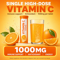Comprimés effervescents de vitamine C à haute dose 1000 mg, soutien immunitaire, antioxydant, saveur orange, complément effervescent pour adultes