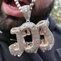 Pendentif personnalisé en argent 925 avec lettres, nom ou logo, serti de moissanite VVS Iced Pass certifiée GRA, style Hip Hop Rapper Star