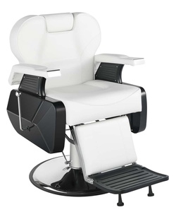 Chaise de barbier blanche de qualité supérieure pour salon de beauté, cadre en acier inoxydable durable, base ronde, chaise de barbier pour salon - Product Image 3